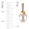 Thumbnail Image 2 of 8.0-8.5mm Freshwater Cultured Pearl and Diamond Accent Drop Earrings in Rose Rhodium Sterling Silver
