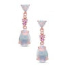 Thumbnail Image 0 of Pear-Shaped Lab-Created Pink Opal and Pink and White Sapphire Drop Earrings in Sterling Silver with 14K Rose Gold Plate