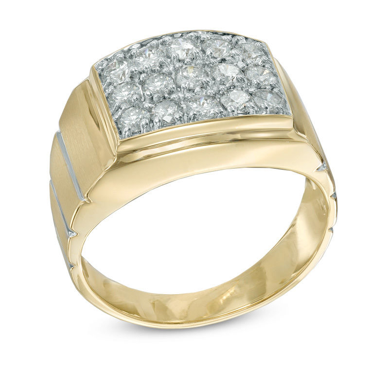 Men's 1 CT. T.W. Diamond Square Composite Ring in 10K Gold