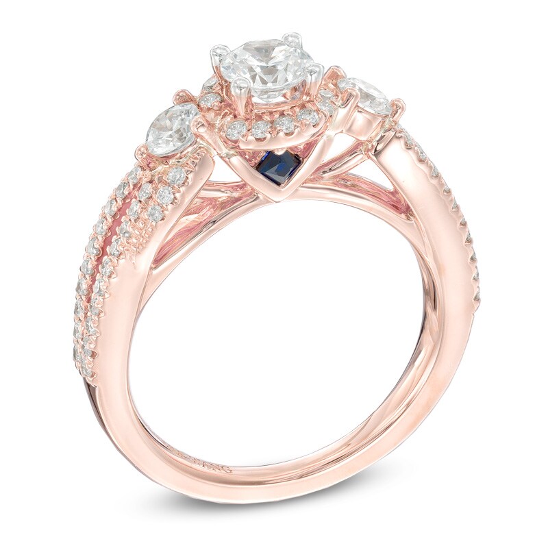 Main Image 2 of Vera Wang Love Collection 1 CT. T.W. Diamond Three Stone Engagement Ring in 14K Rose Gold