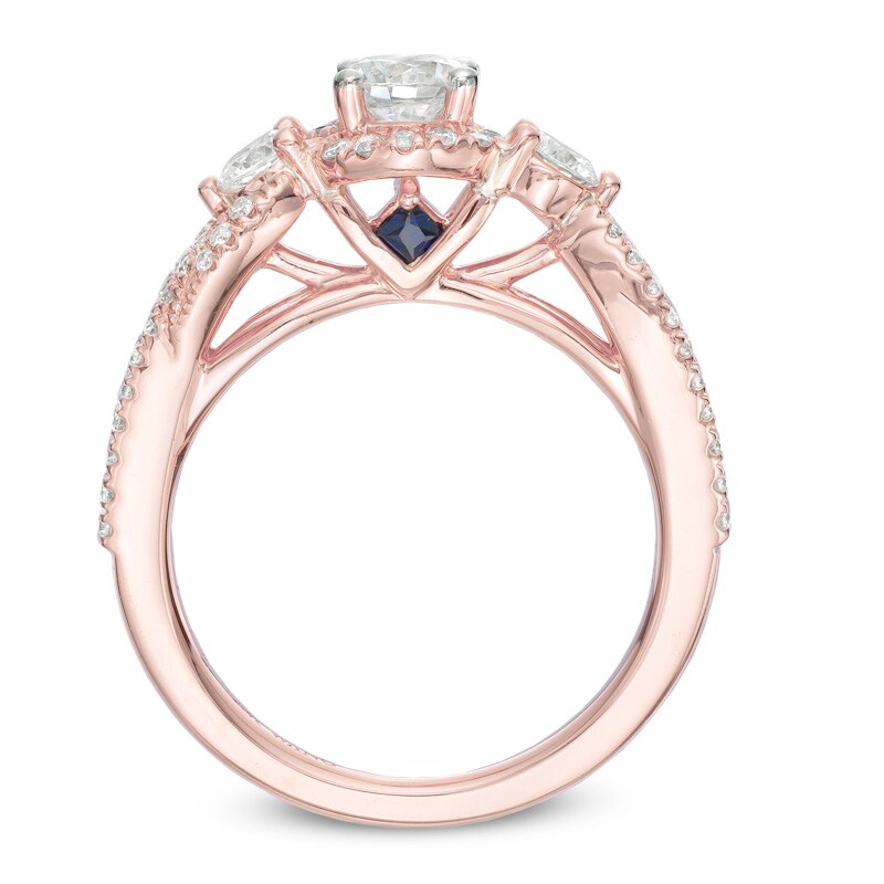 Main Image 3 of Vera Wang Love Collection 1 CT. T.W. Diamond Three Stone Engagement Ring in 14K Rose Gold