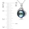 Thumbnail Image 1 of 9.0 - 9.5mm Black Cultured Tahitian Pearl and 1/20 CT. T.W. Diamond Pendant in Sterling Silver