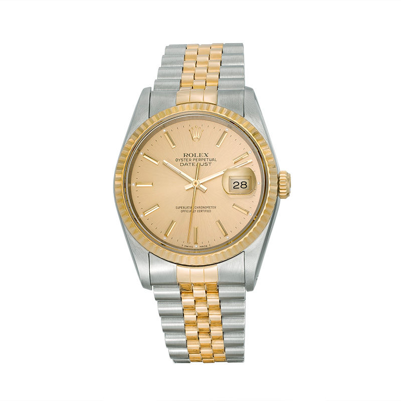 Main Image 1 of Previously Owned - Men's Rolex Datejust Two-Tone 18K Gold Watch with Champagne Dial (Model: 16233)