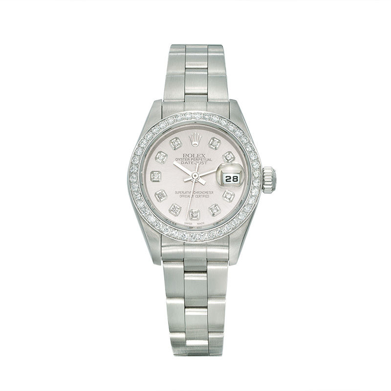 Previously Owned - Ladies' Rolex Datejust 7/8 CT. T.W. Diamond 18K White Gold Watch with Silver-Tone Dial