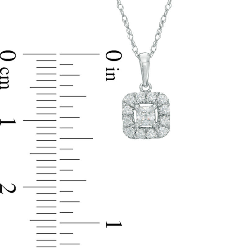 1/4 CT. T.W. Princess-Cut Diamond Frame Pendant in 14K White Gold