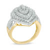 1-1/2 CT. T.W. Diamond Layered Marquise Cluster Ring in 10K Gold
