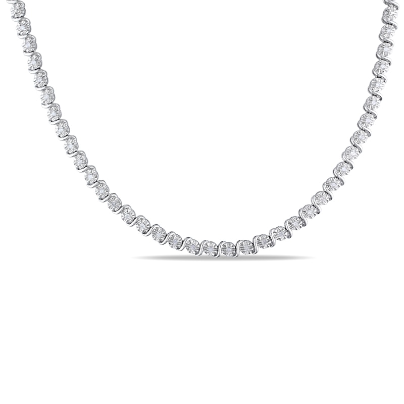 Main Image 1 of 1/2 CT. T.W. Diamond "S" Tennis Necklace in Sterling Silver - 17"