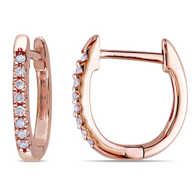 1/10 Diamond Huggie Hoop Earrings in 10K Rose Gold