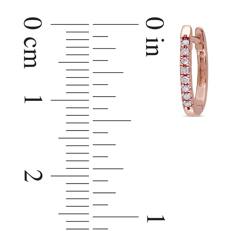 1/10 CT. T.W. Diamond Huggie Hoop Earrings in 10K Rose Gold