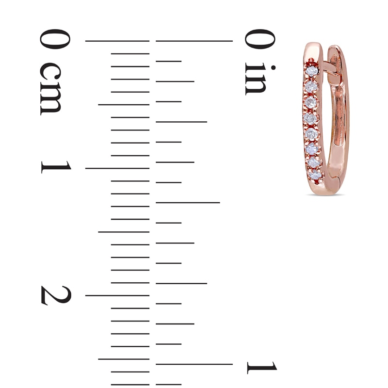 Main Image 2 of 1/10 CT. T.W. Diamond Huggie Hoop Earrings in 10K Rose Gold