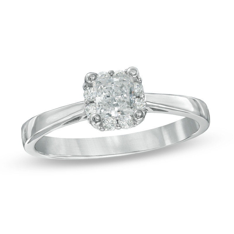 1/2 CT. T.W. Certified Canadian Princess-Cut Diamond Frame Engagement Ring in 14K White Gold (I/I1)