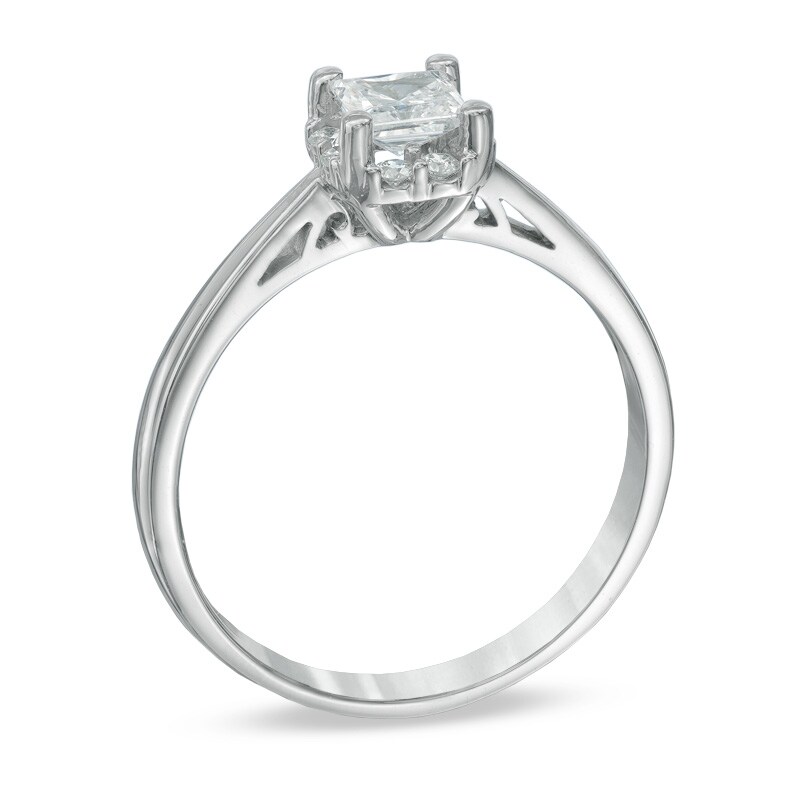 1/2 CT. T.W. Certified Canadian Princess-Cut Diamond Frame Engagement Ring in 14K White Gold (I/I1)