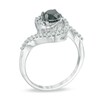 Thumbnail Image 1 of 1 CT. T.W. Enhanced Black and White Diamond Swirl Frame Ring in 10K White Gold