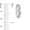 Thumbnail Image 2 of 1/10 CT. T.W. Diamond Abstract Ribbon Hoop Earrings in Sterling Silver and 10K Two-Tone Gold