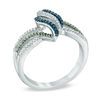 Thumbnail Image 2 of 1/5 CT. T.W. Enhanced Blue, Green and White Diamond Flame Ring in Sterling Silver