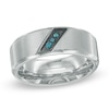 Thumbnail Image 0 of Men's Enhanced Blue Diamond Accent Slant Ring in Two-Tone Stainless Steel - Size 10