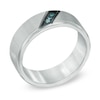 Thumbnail Image 1 of Men's Enhanced Blue Diamond Accent Slant Ring in Two-Tone Stainless Steel - Size 10