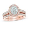 Thumbnail Image 1 of 1-1/2 CT. T.W. Diamond Oval Double Frame Bridal Set in 14K Rose Gold