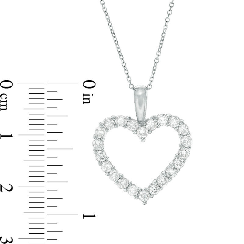 1 CT. T.W. Certified Diamond Heart Outline Pendant in 14K White Gold (I/I2)