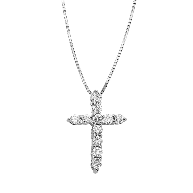 1/4 CT. T.W. Certified Diamond Cross Pendant in 14K White Gold (I/I2)