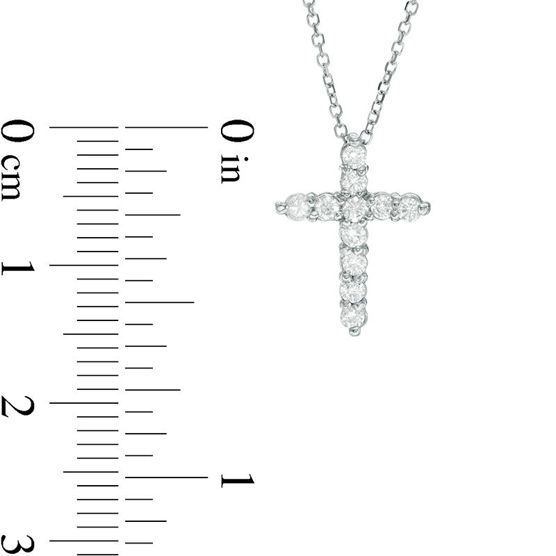 Main Image 3 of 1/4 CT. T.W. Certified Diamond Cross Pendant in 14K White Gold (I/I2)