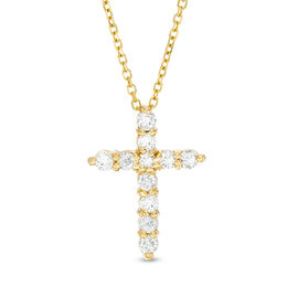 1/4 CT. T.W. Certified Diamond Cross Pendant in 14K Gold (I/I2)