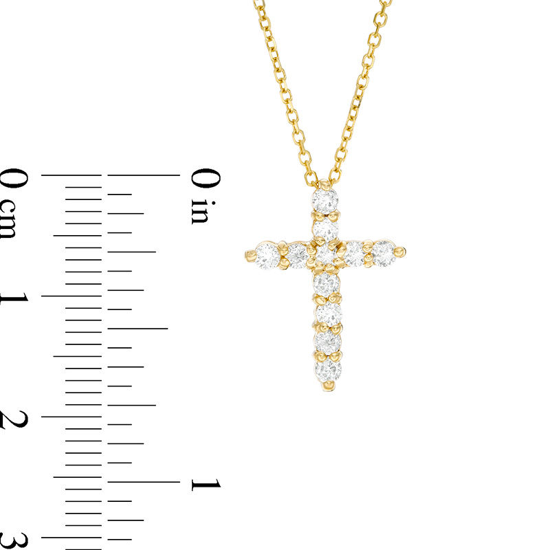 Main Image 3 of 1/4 CT. T.W. Certified Diamond Cross Pendant in 14K Gold (I/I2)