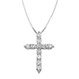 1/2 CT. T.W. Certified Diamond Cross Pendant in 14K White Gold (I/I2)