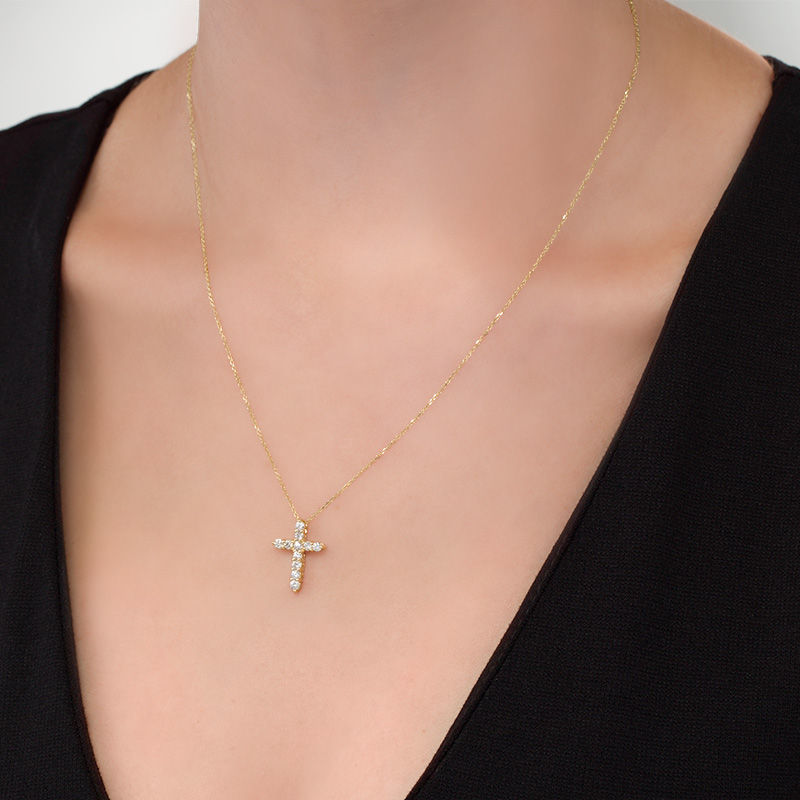 1/2 CT. T.W. Certified Diamond Cross Pendant in 14K Gold (I/I2) | Zales ...