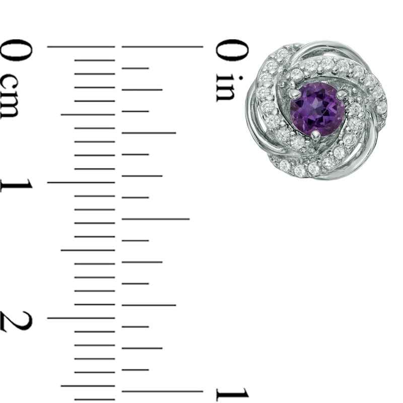 Main Image 4 of Amethyst and Lab-Created White Sapphire Pendant, Ring and Stud Earrings Set in Sterling Silver - Size 7