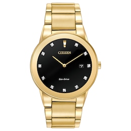 Men's Citizen Eco-Drive® Axiom Diamond Accent Gold-Tone Watch with Black Dial (Model: AU1062-56G)