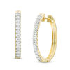 Thumbnail Image 1 of 1 CT. T.W. Diamond Oval Hoop Earrings in 10K Gold