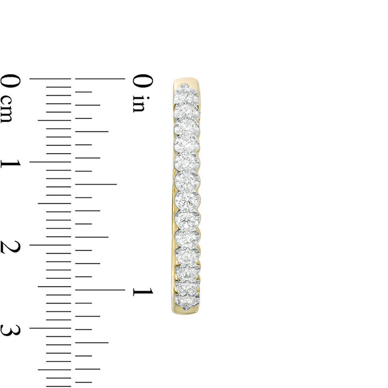Main Image 2 of 1 CT. T.W. Diamond Oval Hoop Earrings in 10K Gold