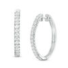 Thumbnail Image 1 of 1 CT. T.W. Diamond Oval Hoop Earrings in 10K White Gold