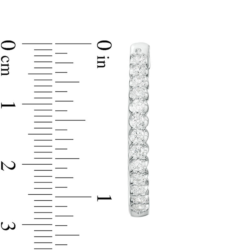 Main Image 2 of 1 CT. T.W. Diamond Oval Hoop Earrings in 10K White Gold