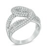 Thumbnail Image 2 of Cubic Zirconia Interlocking Ribbon Ring in Sterling Silver