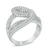 Thumbnail Image 1 of Cubic Zirconia Interlocking Ribbon Ring in Sterling Silver