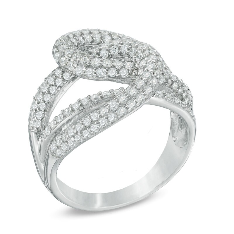 Main Image 2 of Cubic Zirconia Interlocking Ribbon Ring in Sterling Silver