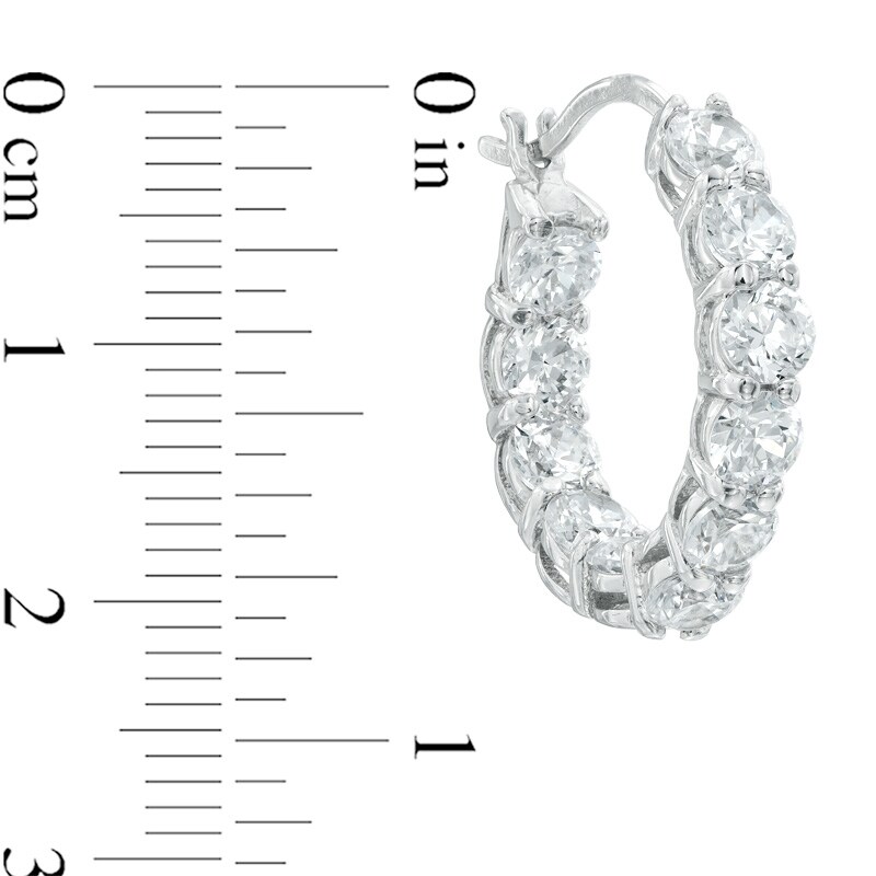 Main Image 2 of Cubic Zirconia Hoop Earrings in Sterling Silver
