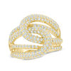 Thumbnail Image 0 of Cubic Zirconia Interlocking Ribbon Ring in Sterling Silver and 18K Gold Plate