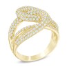 Thumbnail Image 1 of Cubic Zirconia Interlocking Ribbon Ring in Sterling Silver and 18K Gold Plate