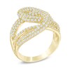 Thumbnail Image 2 of Cubic Zirconia Interlocking Ribbon Ring in Sterling Silver and 18K Gold Plate