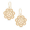 Thumbnail Image 1 of Cubic Zirconia Lacey Flower Drop Earrings in Sterling Silver and 18K Gold Plate