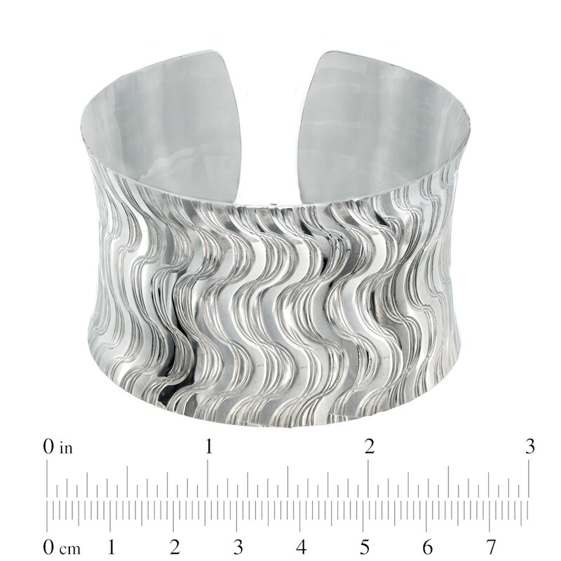 Main Image 2 of 40mm Wavy Cuff in Sterling Silver with Black Rhodium
