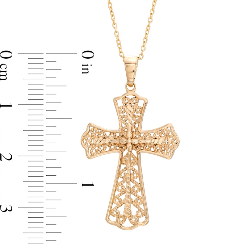 Main Image 2 of Lattice Cross Pendant in Sterling Silver and 18K Gold Plate