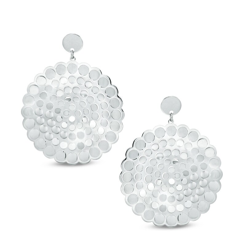 Main Image 1 of Coin Medallion Drop Earrings in Sterling Silver