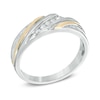 Thumbnail Image 1 of Men's 1/10 CT. T.W. Diamond Slant Wedding Band in 10K Two-Tone Gold