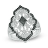 Thumbnail Image 0 of 1/10 CT. T.W. Enhanced Black and White Diamond Vintage-Style Ring in Sterling Silver