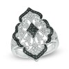 Thumbnail Image 0 of 1/10 CT. T.W. Enhanced Black and White Diamond Vintage-Style Ring in Sterling Silver