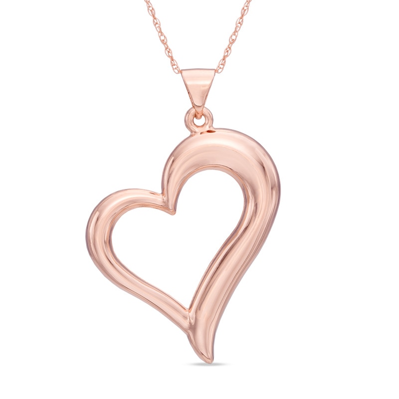 Main Image 1 of Tilted Heart Pendant in 10K Rose Gold